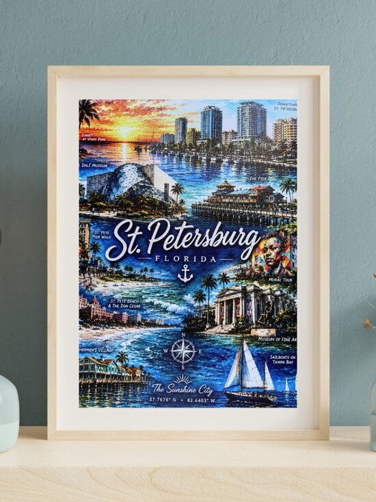 Other - St. Petersburg Florida Canvas Wall Art – The Sunshine City Collection (11x14)